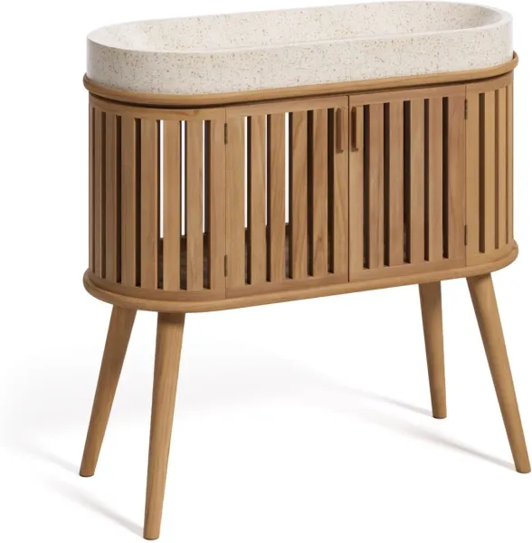 Rokia, Bathroom cabinet, natural, H90x90x40 cm, solid wood
