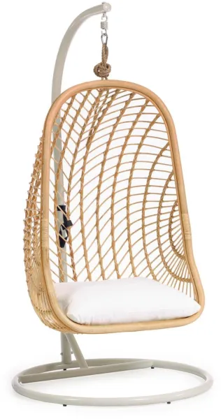 Ekaterina, outdoor hanging chair, natural/white, H197x105x105 cm