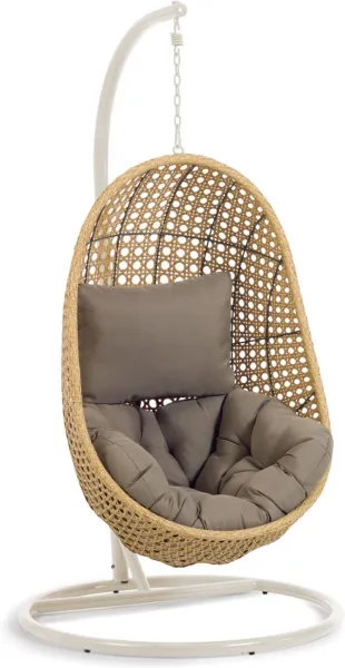 Cira, outdoor hanging chair with frame, grey, H197x105x105 cm