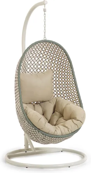 Cira, outdoor hanging chair with frame, green, H197x105x105 cm