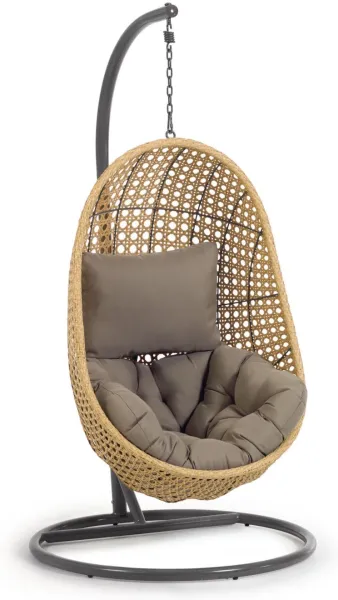 Cira, outdoor hanging chair with frame, black, H197x105x105 cm