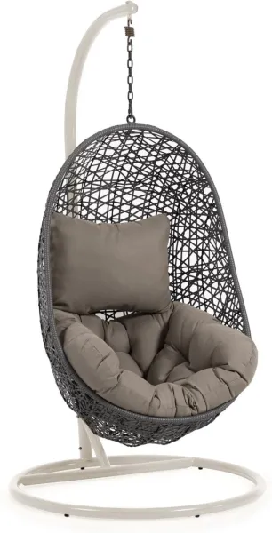 Florina, outdoor hanging chair, grey/white, rattan