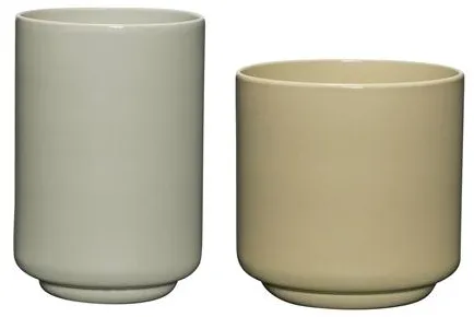 Hübsch Deux Pot Set of 2 Light Green/Sand