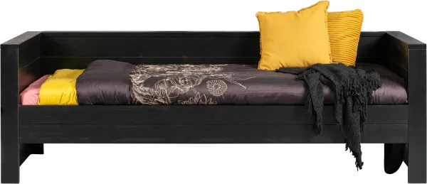Dennis, Sofa bed, black, H73x101x219 cm, pine wood