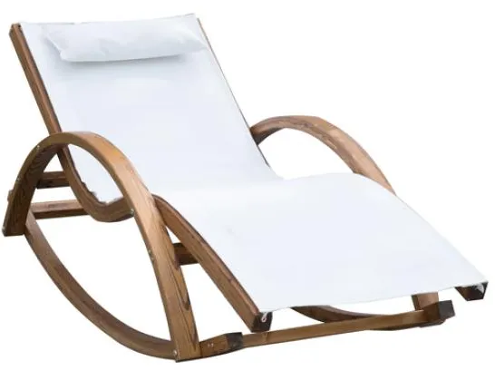 Homeville Lux sun lounger made of larch wood, with rocking function 150x60x50 cm