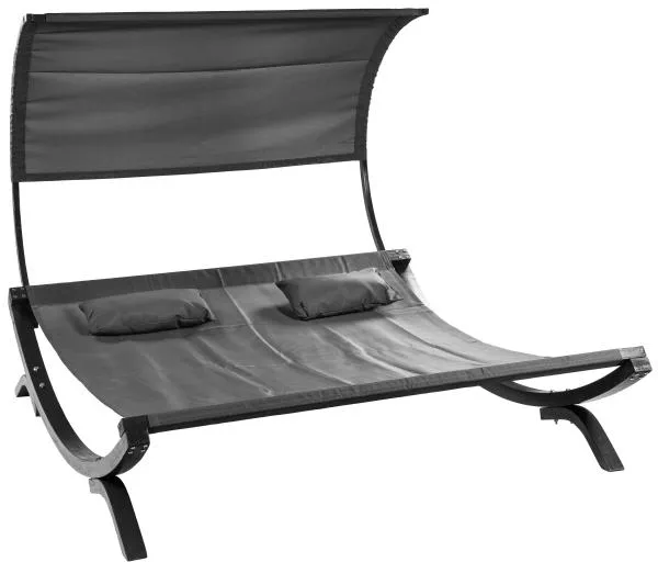Double sun lounger with canopy made of larch