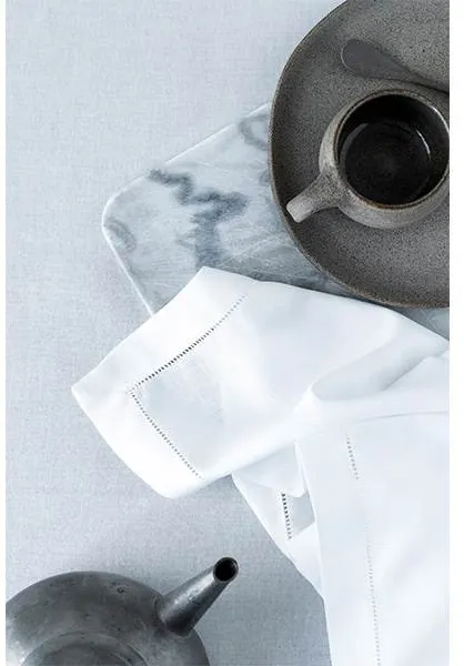 Langkilde & Søn - White fabric napkin with hemstitch