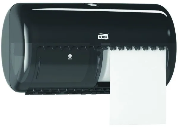 Tork Twin dispenser, for toilet paper, 2 rolls, black, T4