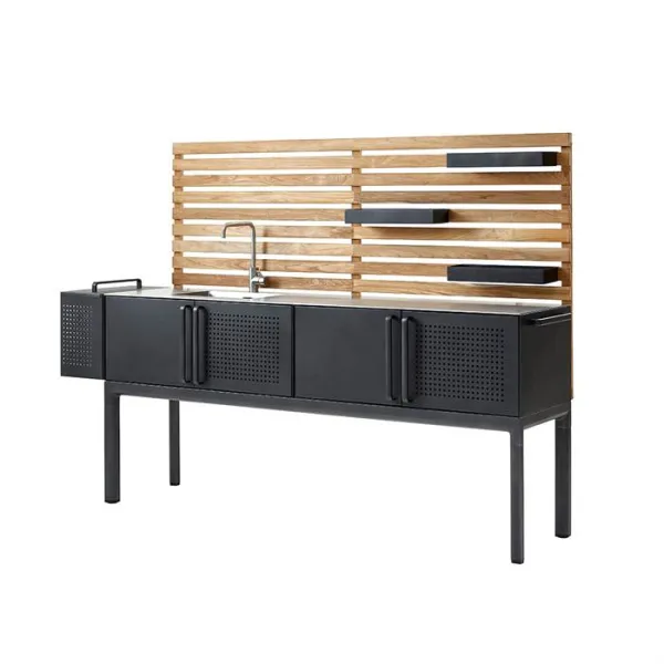 Cane-Line Drop outdoor kitchen incl. three shelves + Teak top