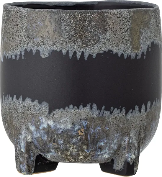 Nasru, Flower Pot, black, stoneware